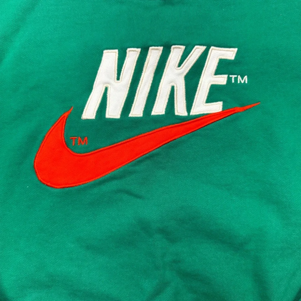 Nike Mens Green Embroidered Logo Crewneck Sweatshirt Swoosh Cotton Size S